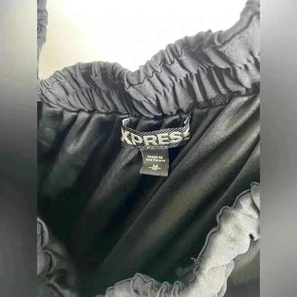 Express Black Off Shoulder Romper Jumpsuit - Picture 4 of 5